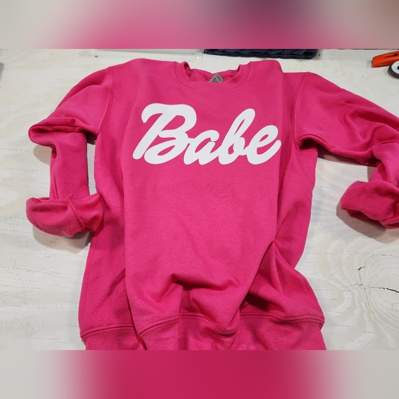 Babe Hot Pink Oversized Barbie Inspired Sweatshirt - Picture 2 of 4